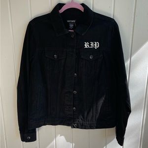 Hot Topic Floral Coffin Denim Jacket